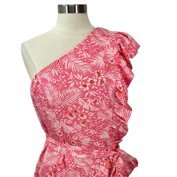 LOVERS + FRIENDS Seana Tropical Pink One Should Ruffle Dress SZ XL - Picture 4 of 13